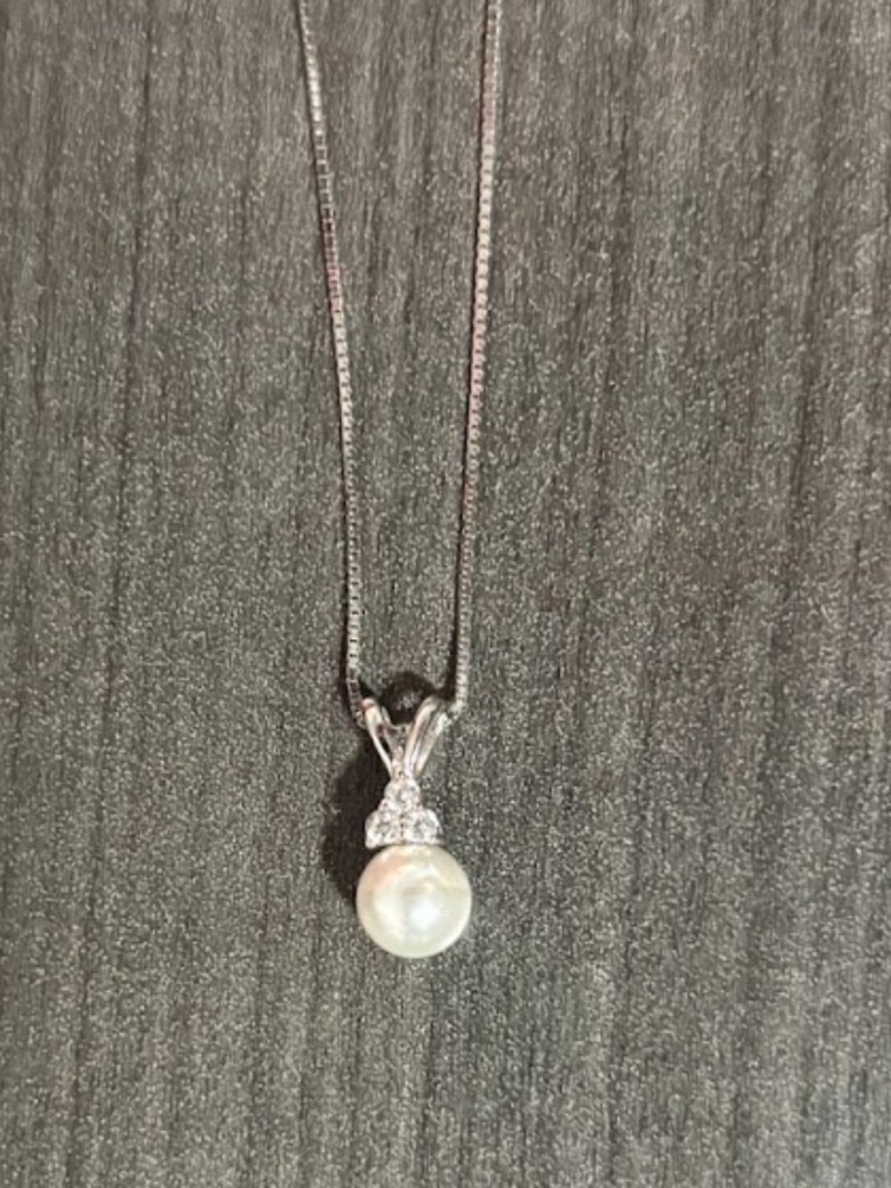 Sterling Silver Cubic Zirconia & Simulated Pearl Pendant Necklace